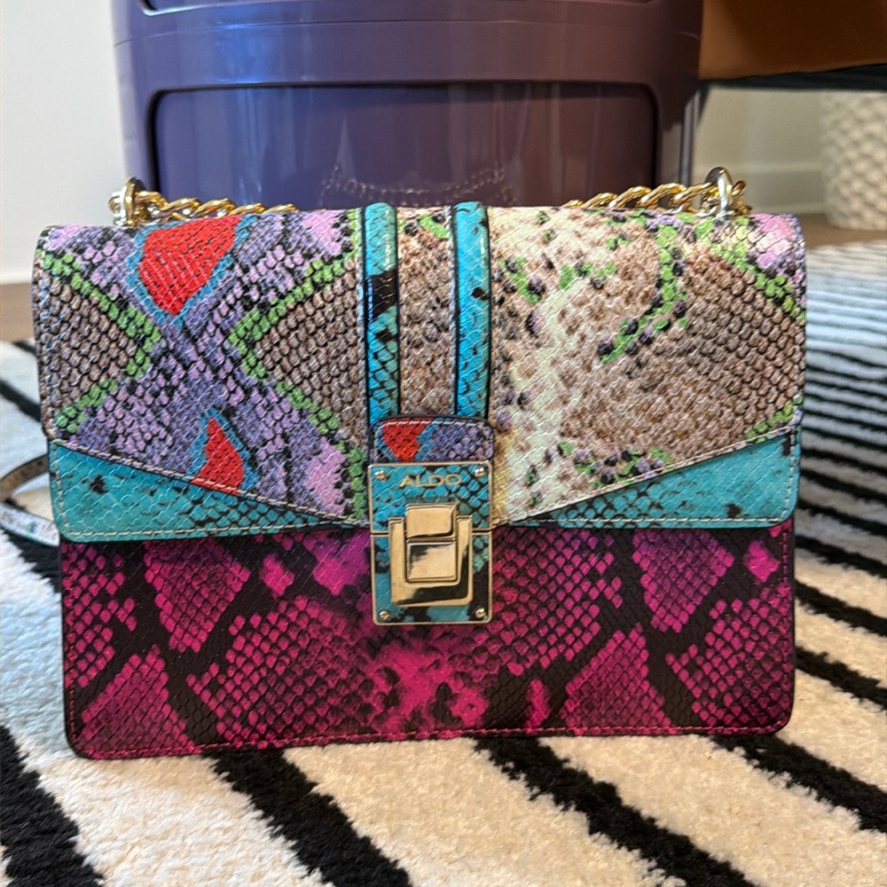 Aldo Crossbody Leather Snake Skin Purse